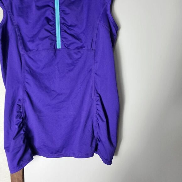 Athleta Intrepid Cap Sleeve Sun Shield  Purple Short Sleeve Top Size Small Tide - Picture 2 of 6
